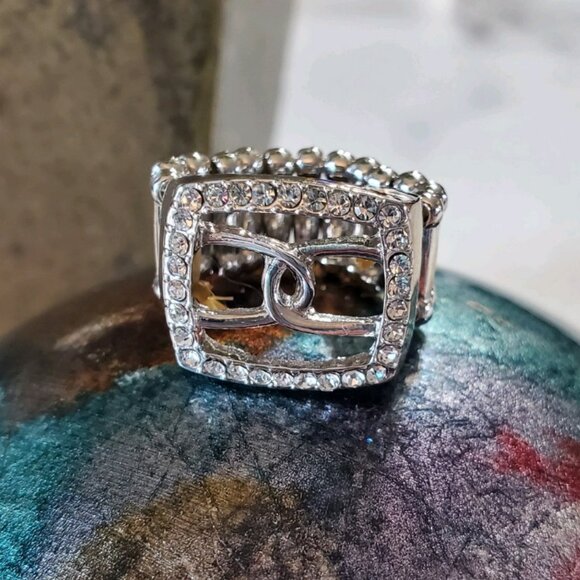 Silver Tone & Rhinestone Jewels Stretch Band Ring 💥3 for $24💥 - Picture 1 of 13
